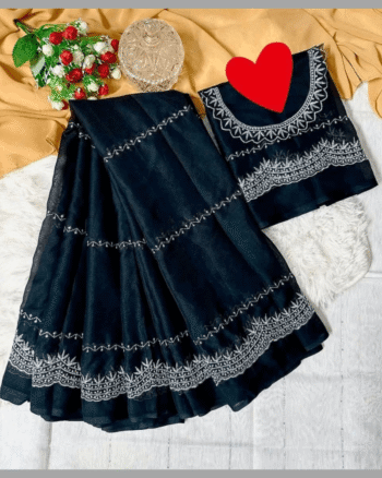 Georgette Embroidery Sharee with Blouse Piece