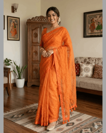 Embroidery Premium Half Silk Sharee