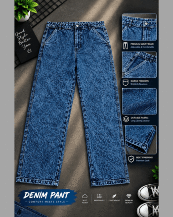 Semi Baggy Cargo Denim Pant